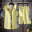 Set coordinato patchwork camicia e pantaloncini da uomo ATREND