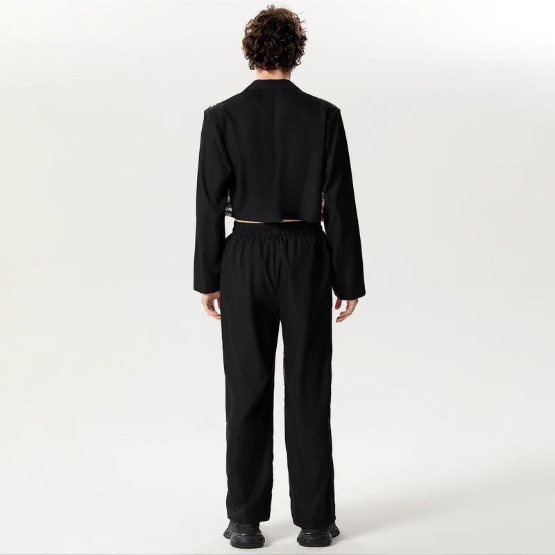 Set coordinato patchwork giacca e pantaloni stampa a fiori da uomo - set coordinato ATREND