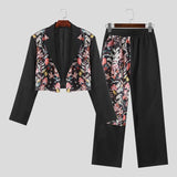 Set coordinato patchwork giacca e pantaloni stampa a fiori da uomo - set coordinato ATREND