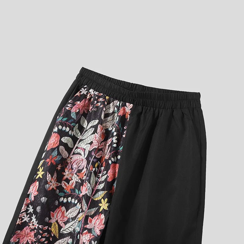 Set coordinato patchwork giacca e pantaloni stampa a fiori da uomo - set coordinato ATREND