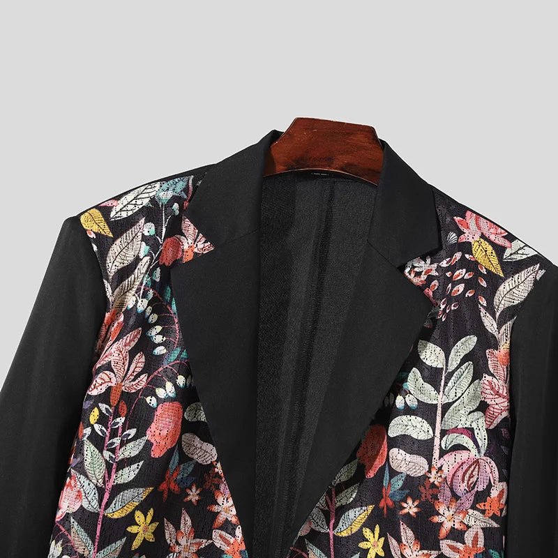 Set coordinato patchwork giacca e pantaloni stampa a fiori da uomo - set coordinato ATREND