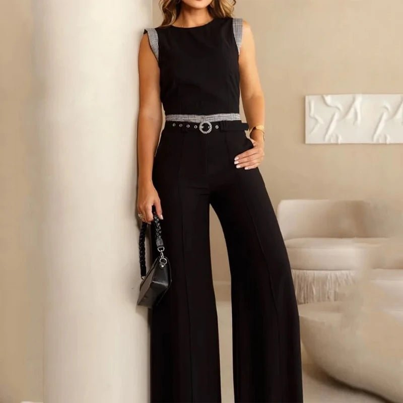Set coordinato patchwork t - shirt e pantaloni larghi da donna ATREND