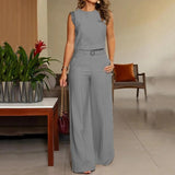 Set coordinato patchwork t - shirt e pantaloni larghi da donna ATREND