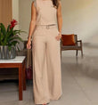 Set coordinato patchwork t - shirt e pantaloni larghi da donna ATREND