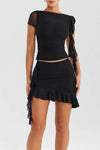 Set coordinato patchwork top e minigonna plissettata da donna ATREND