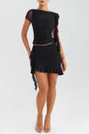 Set coordinato patchwork top e minigonna plissettata da donna ATREND