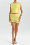 Set coordinato patchwork top e minigonna plissettata da donna ATREND
