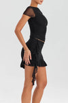Set coordinato patchwork top e minigonna plissettata da donna ATREND