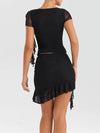 Set coordinato patchwork top e minigonna plissettata da donna ATREND