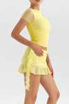 Set coordinato patchwork top e minigonna plissettata da donna ATREND