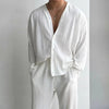 Set coordinato plissettato camicia maniche lunghe e pantaloni da uomo ATREND