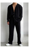 Set coordinato plissettato camicia maniche lunghe e pantaloni da uomo ATREND