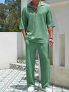 Set coordinato retrò camicia a mezze maniche pantaloni larghi con coulisse da uomo ATREND