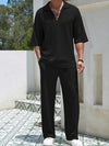 Set coordinato retrò camicia a mezze maniche pantaloni larghi con coulisse da uomo ATREND