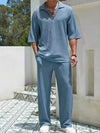Set coordinato retrò camicia a mezze maniche pantaloni larghi con coulisse da uomo ATREND
