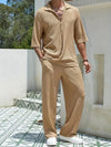Set coordinato retrò camicia a mezze maniche pantaloni larghi con coulisse da uomo ATREND