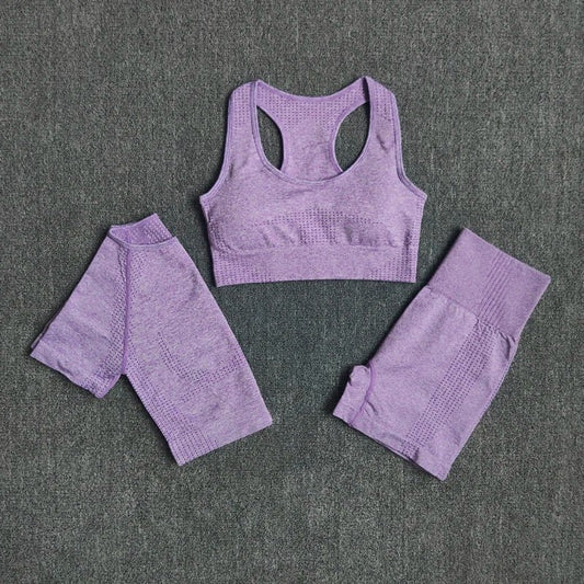 Set coordinato sportivo 3 pezzi pantaloncini top e t-shirt da donna - set coordinato ATREND