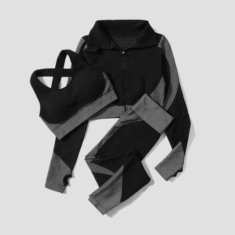 Set coordinato sportivo 3 pezzi pantaloni top e felpa da donna - set coordinato ATREND