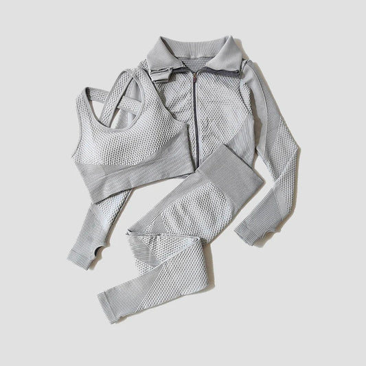 Set coordinato sportivo 3 pezzi pantaloni top e felpa da donna - set coordinato ATREND