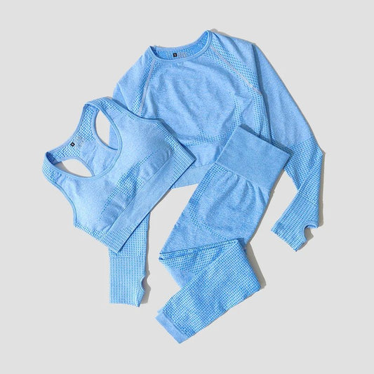 Set coordinato sportivo 3 pezzi pantaloni top e t-shirt da donna - set coordinato ATREND