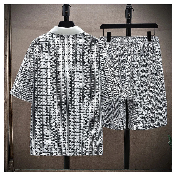 Set coordinato sportivo t-shirt e pantaloncini con stampa a lettere da uomo ATREND