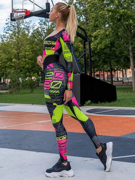 Set coordinato sportivo t-shirt e pantaloni grafici da donna - Set coordinato ATREND