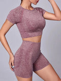 Set coordinato sportivo top corto e pantaloncini da donna ATREND