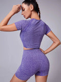 Set coordinato sportivo top corto e pantaloncini da donna ATREND