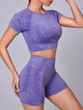 Set coordinato sportivo top corto e pantaloncini da donna ATREND