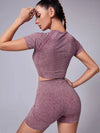 Set coordinato sportivo top corto e pantaloncini da donna ATREND