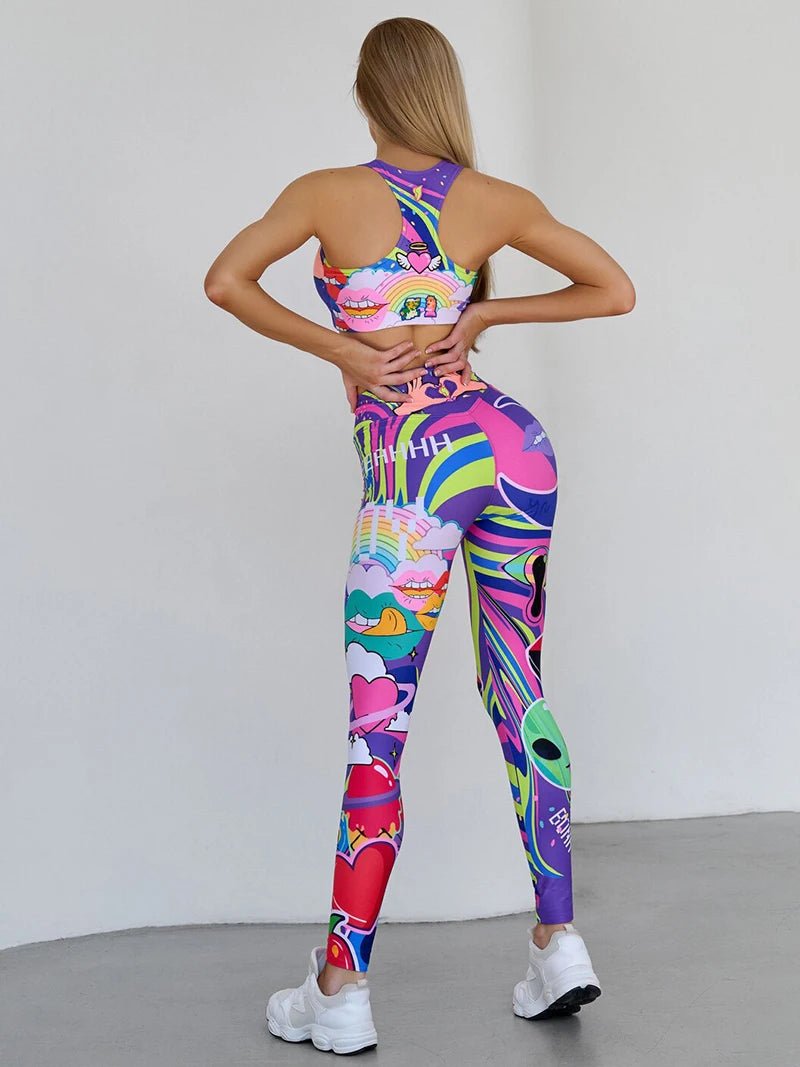 Set coordinato sportivo top e pantaloni grafici da donna - Set coordinato ATREND