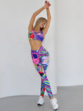 Set coordinato sportivo top e pantaloni grafici da donna - Set coordinato ATREND