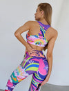 Set coordinato sportivo top e pantaloni grafici da donna ATREND