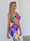 Set coordinato sportivo top e pantaloni grafici da donna ATREND