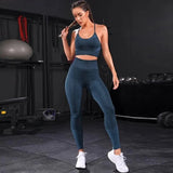 Set coordinato sportivo top e pantaloni senza cuciture da donna - Set coordinato ATREND