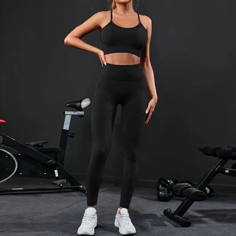 Set coordinato sportivo top e pantaloni senza cuciture da donna - Set coordinato ATREND