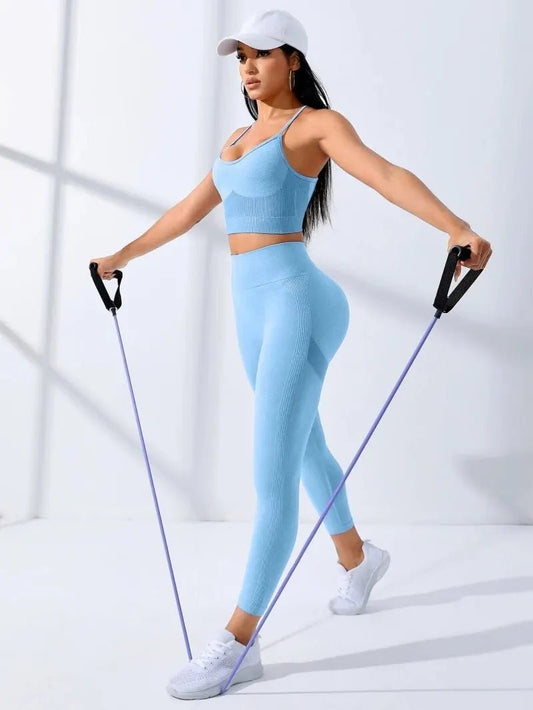 Set coordinato sportivo top senza maniche e pantaloni da donna - Set coordinato ATREND