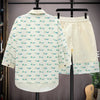 Set coordinato stampa lettere camicia a maniche corte pantaloncini ATREND