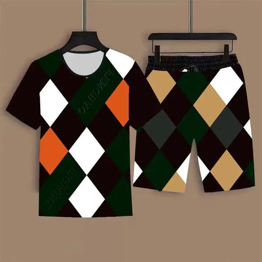Set coordinato t - shirt a mezze maniche e pantaloncini da uomo ATREND