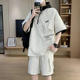 Set coordinato t - shirt con cappuccio e pantaloncini da uomo ATREND