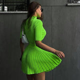 Set coordinato t - shirt e mini gonna plissettato da donna ATREND