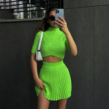 Set coordinato t - shirt e mini gonna plissettato da donna ATREND