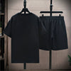 Set coordinato t-shirt e pantaloncini casual tinta unita da uomo ATREND