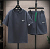 Set coordinato t-shirt e pantaloncini casual tinta unita da uomo ATREND
