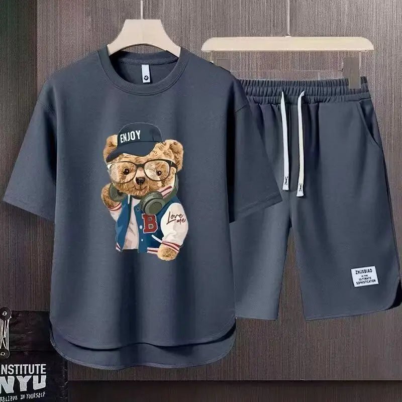 Set coordinato t - shirt e pantaloncini con stampa grafica da uomo ATREND