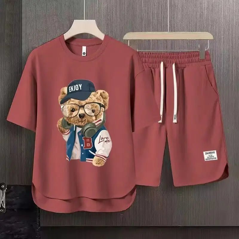 Set coordinato t - shirt e pantaloncini con stampa grafica da uomo ATREND