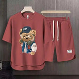 Set coordinato t - shirt e pantaloncini con stampa grafica da uomo ATREND