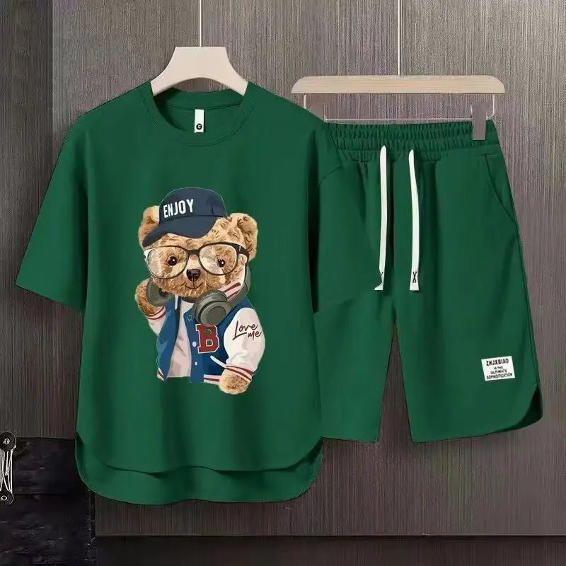 Set coordinato t - shirt e pantaloncini con stampa grafica da uomo ATREND