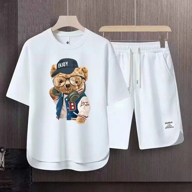 Set coordinato t - shirt e pantaloncini con stampa grafica da uomo ATREND