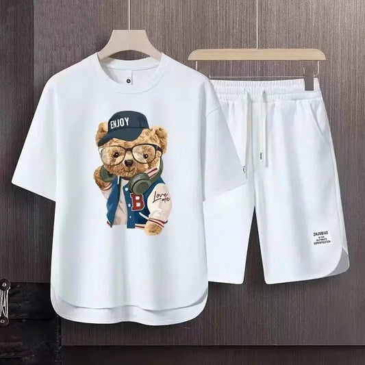 Set coordinato t - shirt e pantaloncini con stampa grafica da uomo ATREND